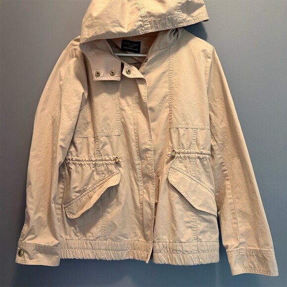 Love Tree Jackets & Blazers - Love Tree Utility Anorak Jacket Womens Large Beige Hooded Drawstring Waist
